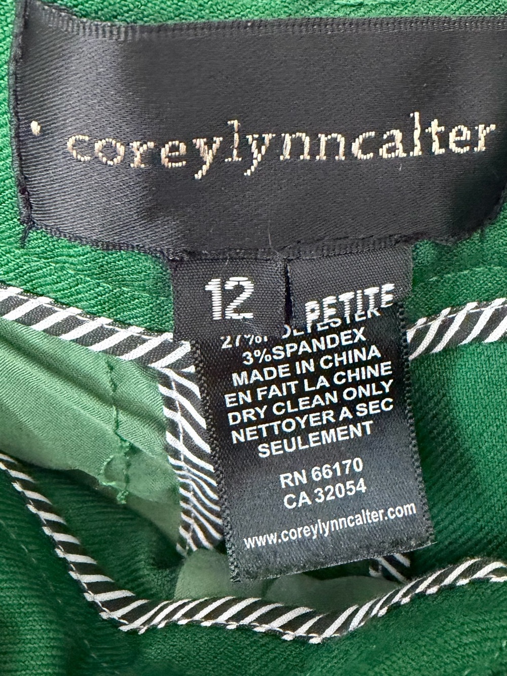 Corey Lynn Calter Green Wide Leg Pants High Rise Trouser Flare Size 12 - Picture 9 of 13